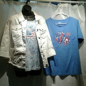 White jacket with two Americana tees
